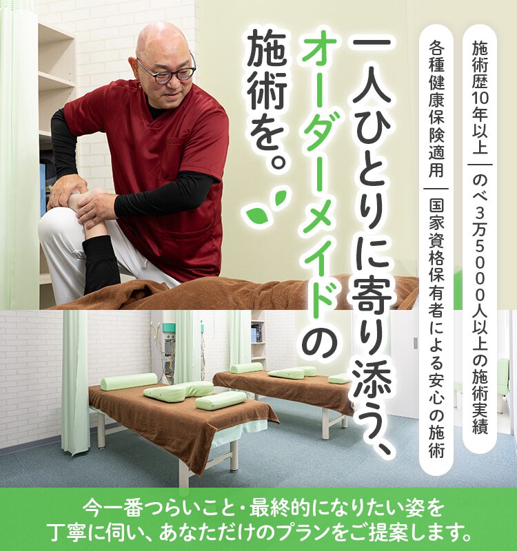 関目高殿の接骨院・駅から徒歩約5分・各種健康保険適用・土曜夜も受付 田中接骨院